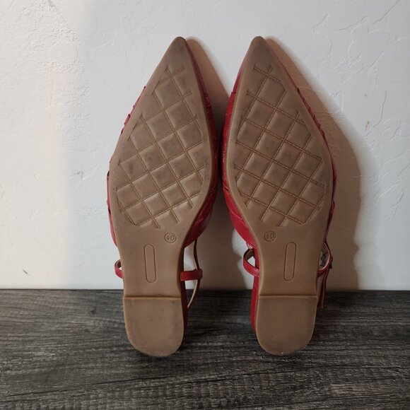 Women's Heels Genuine Leather Slingback Red Size French 40 - Picture 5 of 10